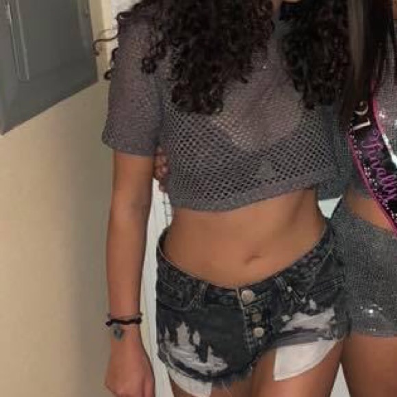 Topshop gray soft mesh crop top - Picture 8 of 8